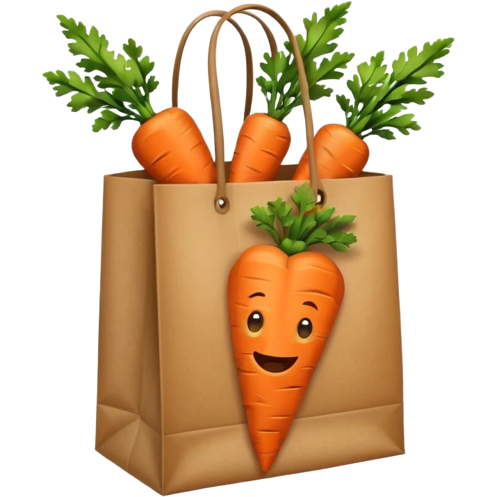paper shopping bag with carrot. Transparent background emoji