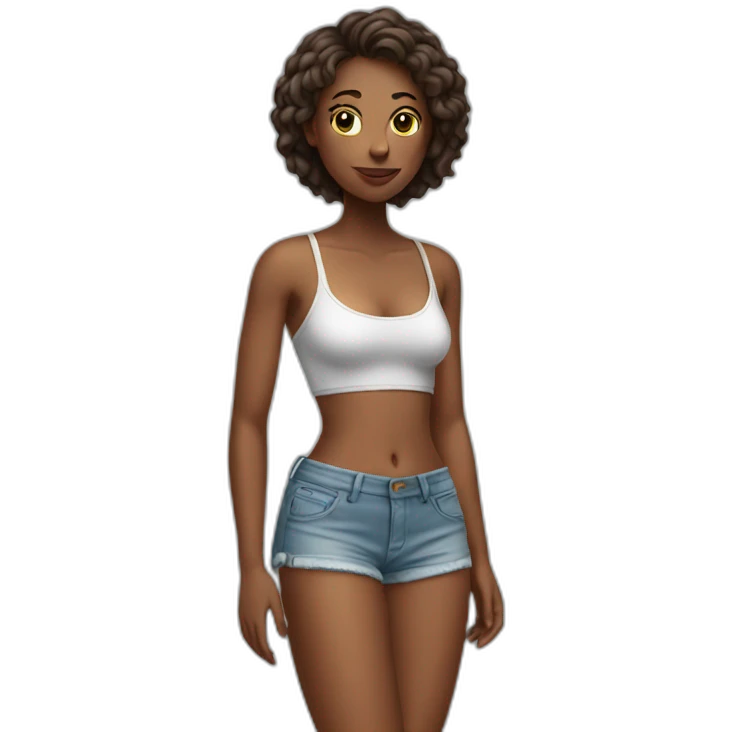 woman with only shorts no bikini looking to left emoji