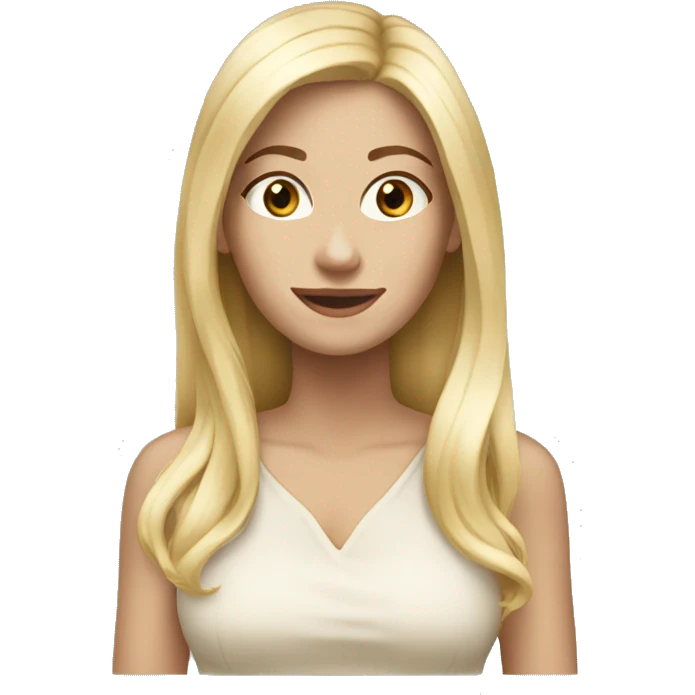 Blonde long hair white women beige top emoji