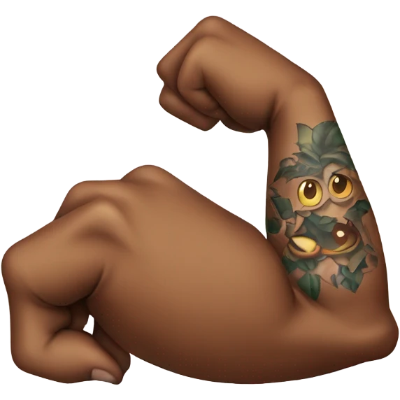 Flexing brown arm with tattoo sleeve emoji