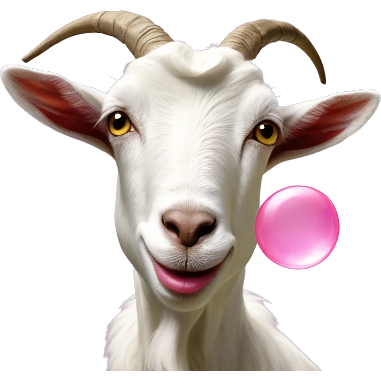 goat blows a pink bubble gum bubble emoji