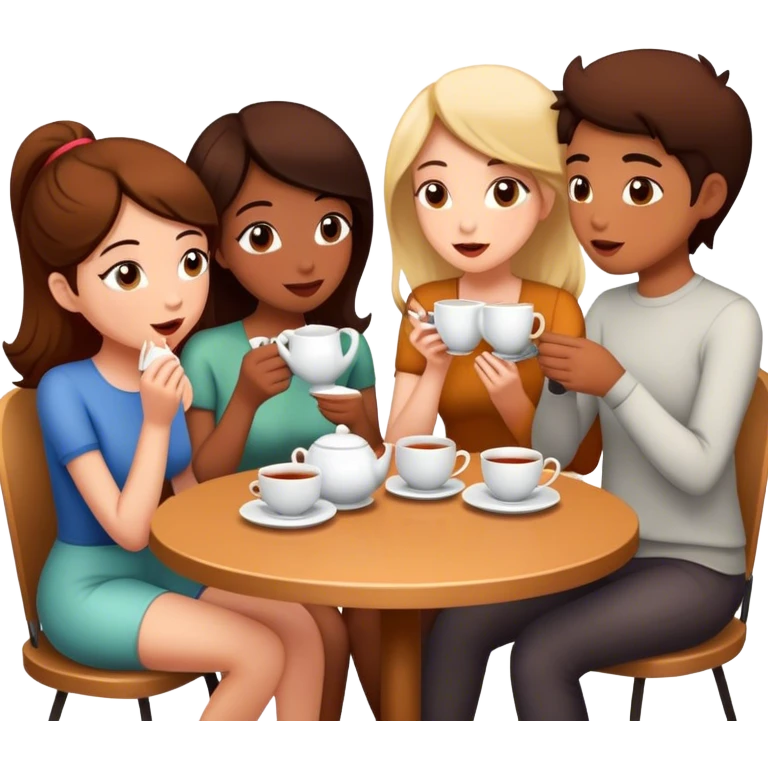 friends drinking tea and gossiping emoji