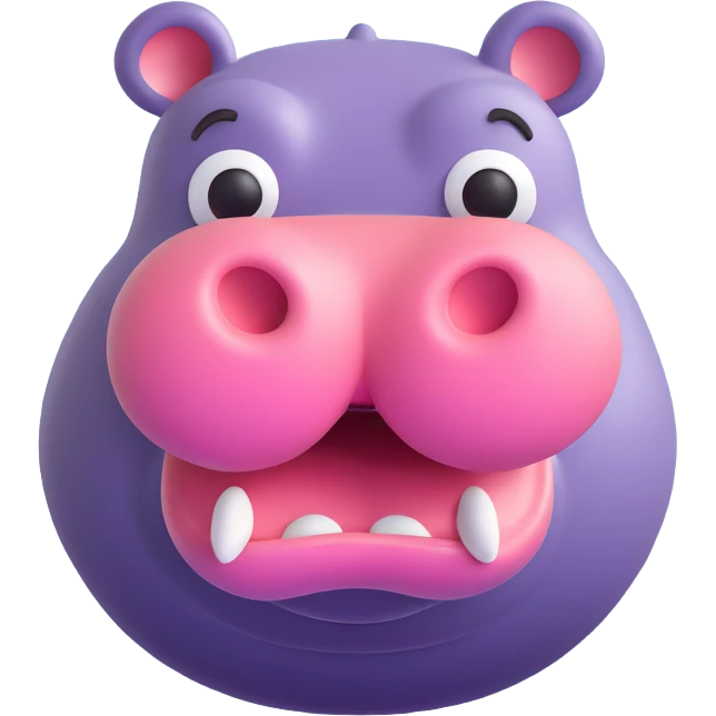 hippopotamus, 3D emoji style, soft shading, lively and expressive, suitable for app icon emoji