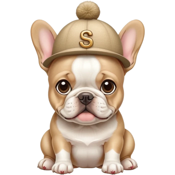 French Bulldog wearing a "S" hat. emoji