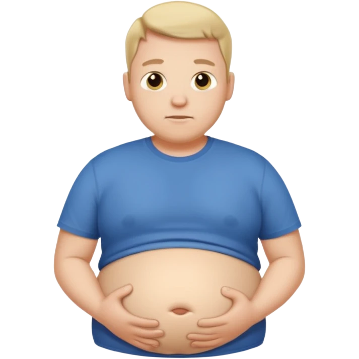 Male has bloated belly in t-shirt emoji