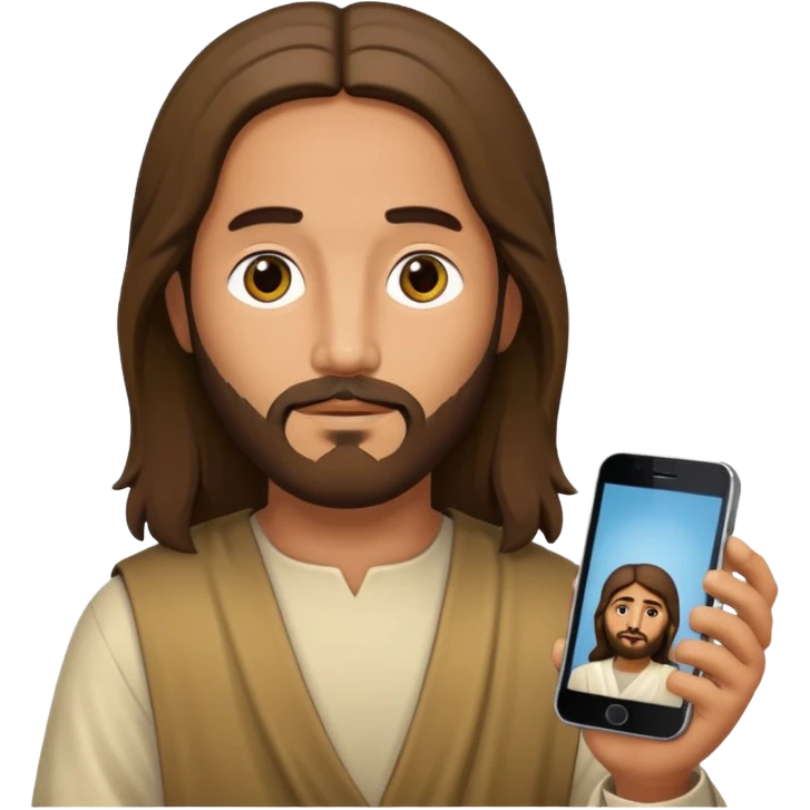 Jésus sur son téléphone emoji