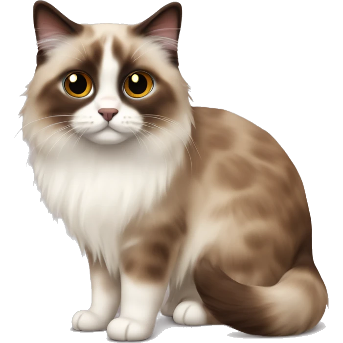 Ragdoll cat with chocolate point face emoji
