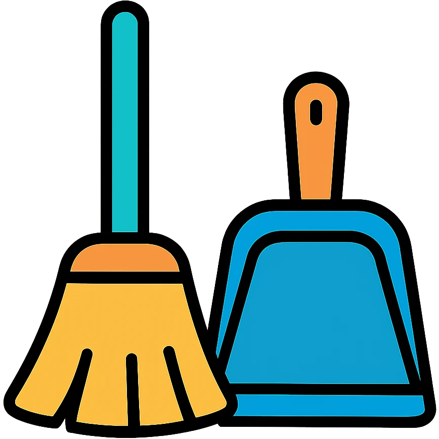 broom and dustpan for sweeping emoji