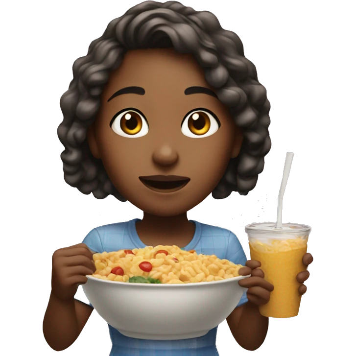 realistic girl enjoying food emoji