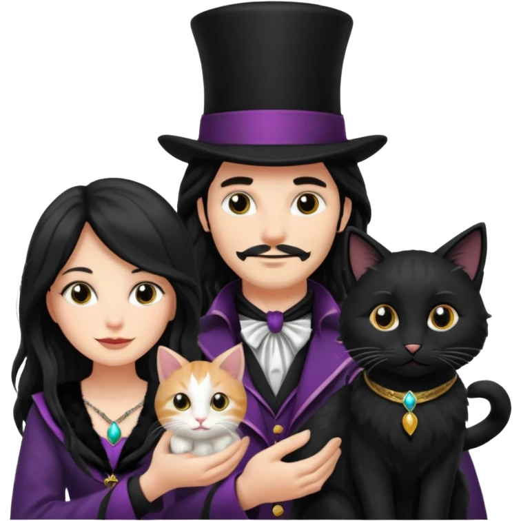 LonfGmagician couple and their pet cat emoji