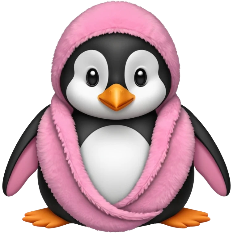 Ein Pinguin mit einer Kuschel Decke in Rosa der sich ein Kuschelt emoji