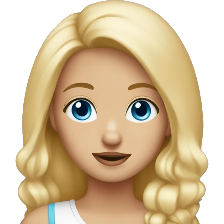 Blonde girl blue eyes holding spitz  emoji
