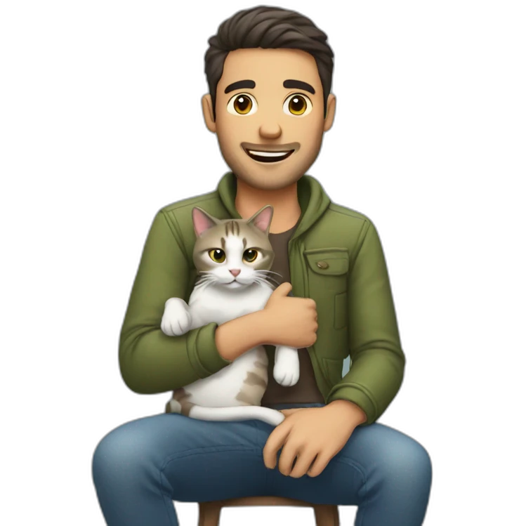man with cat on lap emoji