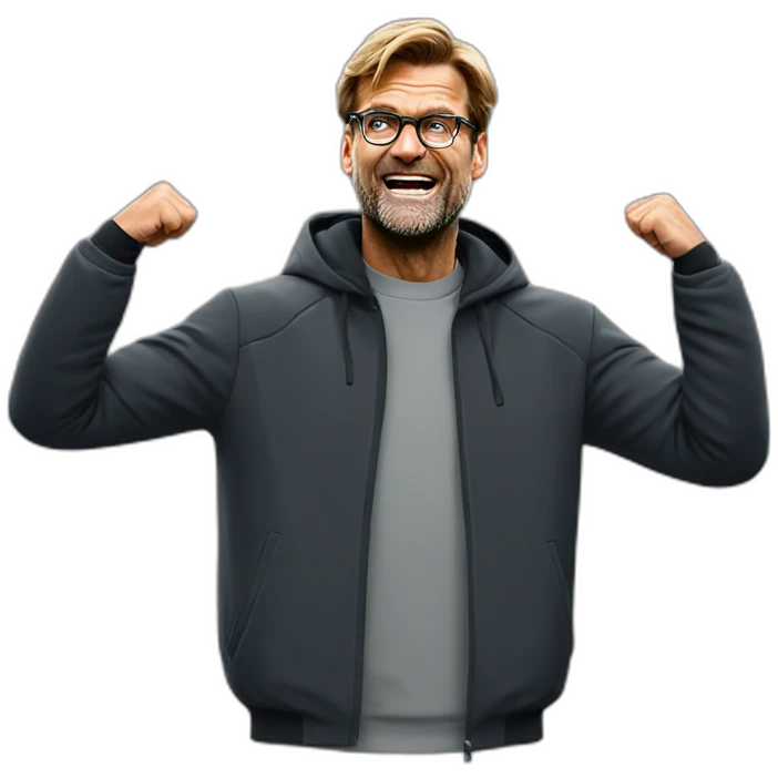 Jurgen Klopp shoulder shrug with hands up emoji
