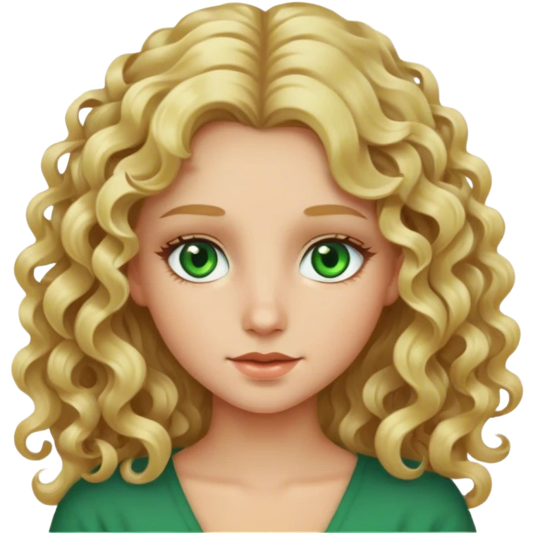 Chica rubia de pelo rizado largo con ojos verdes emoji