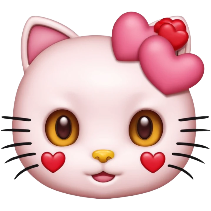Połącz mi zwykłe hello kitty na białym tle, ale żeby ono wyglądało jak ta emotka: 🥰 emoji