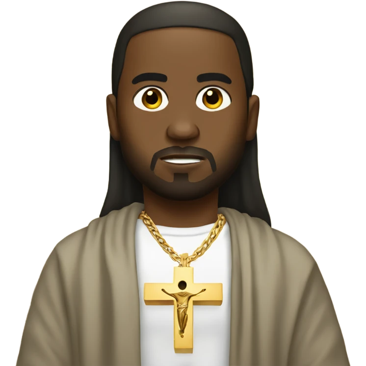Kanye with a Jesus piece on emoji