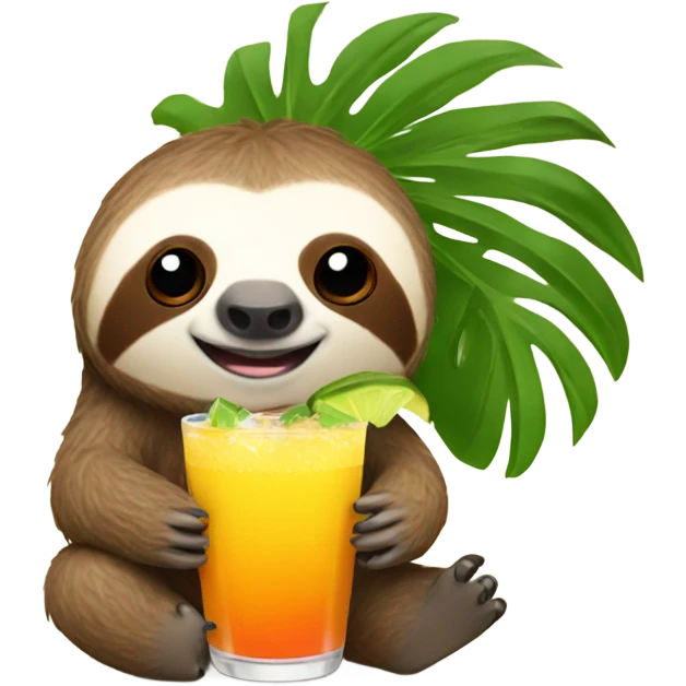 Sloth with a tropical drink emoji
