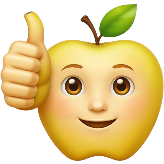 yellow Apple emoji hand thumbs up, no background, no extra details emoji