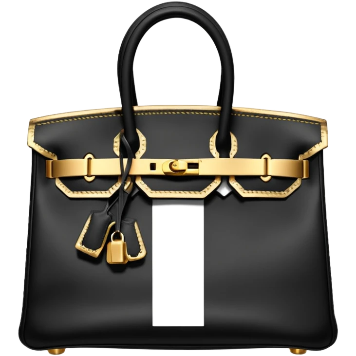 black hermes birkin with gold stitching bag emoji