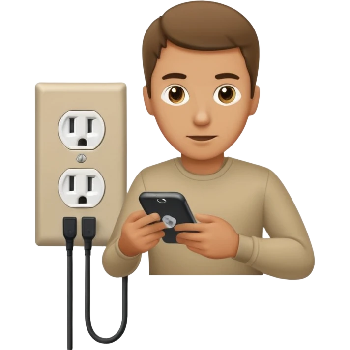 plugging in his phone to an outlet emoji