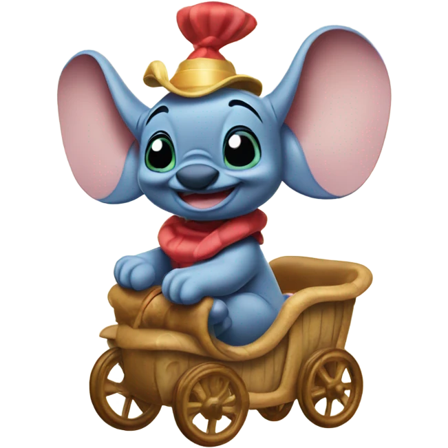 Stitch riding dumbo emoji