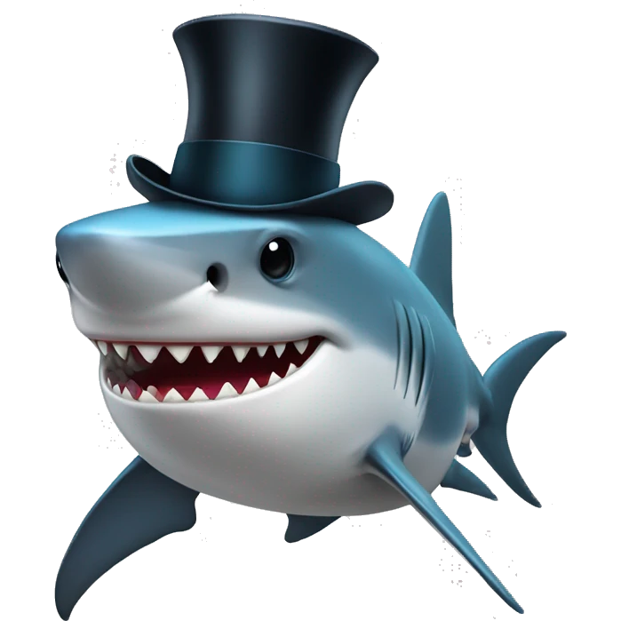 Shark with a top hat emoji
