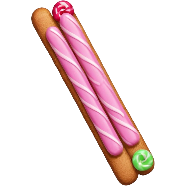 brown bread sticks with pink coating 75% of the body emoji