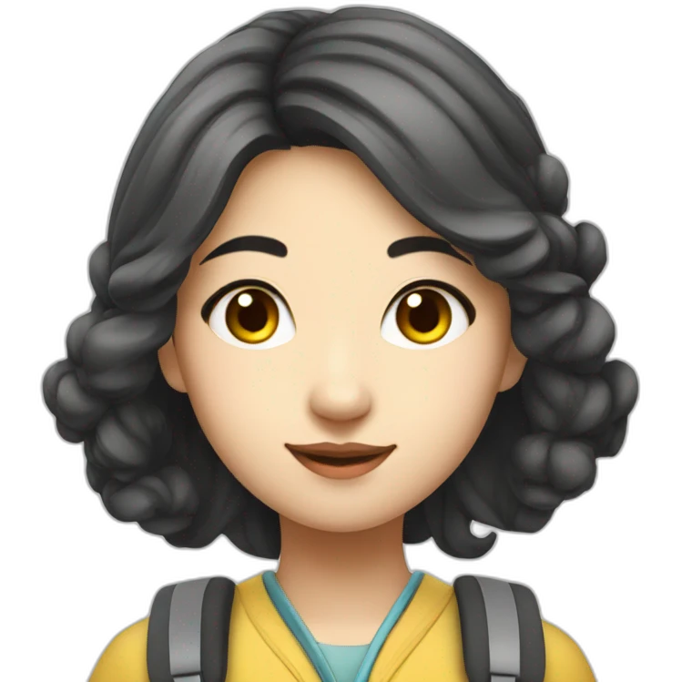 elegant asian girl student with earphone emoji