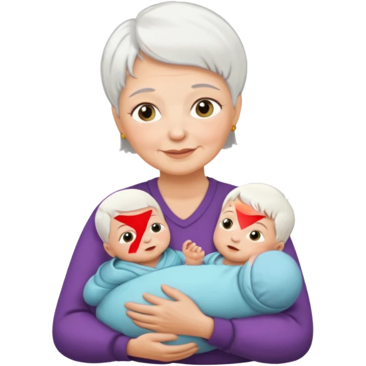 grandmother with short hair white and newborn a baby   emoji