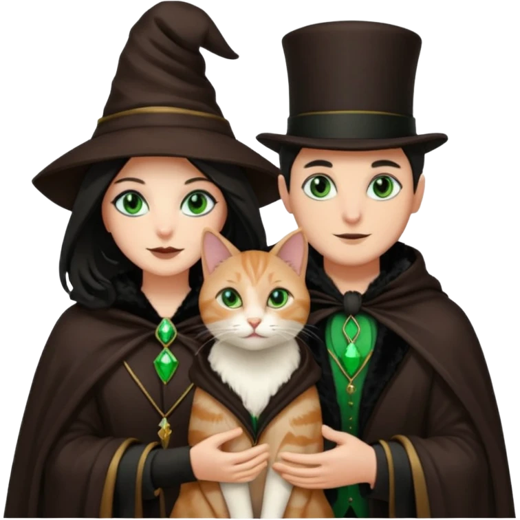 magician couple and their pet cat emoji