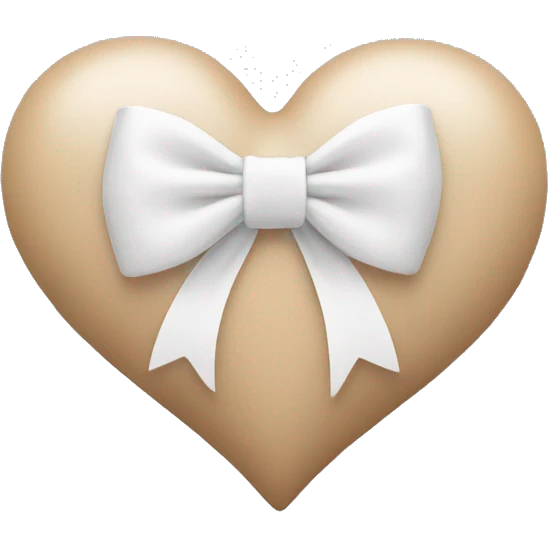 Beige heart with white bow emoji