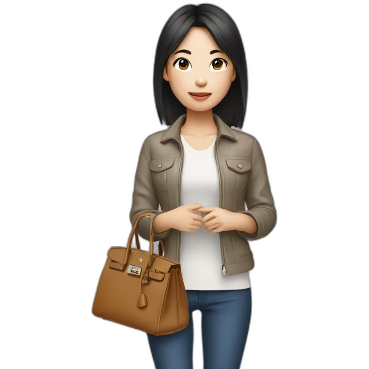 asian girl with Birkin bag emoji