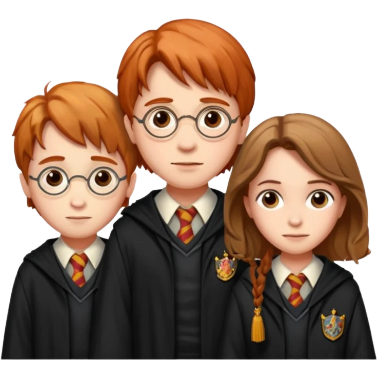 Harry Potter with Hermione Granger and Ron Weasley emoji