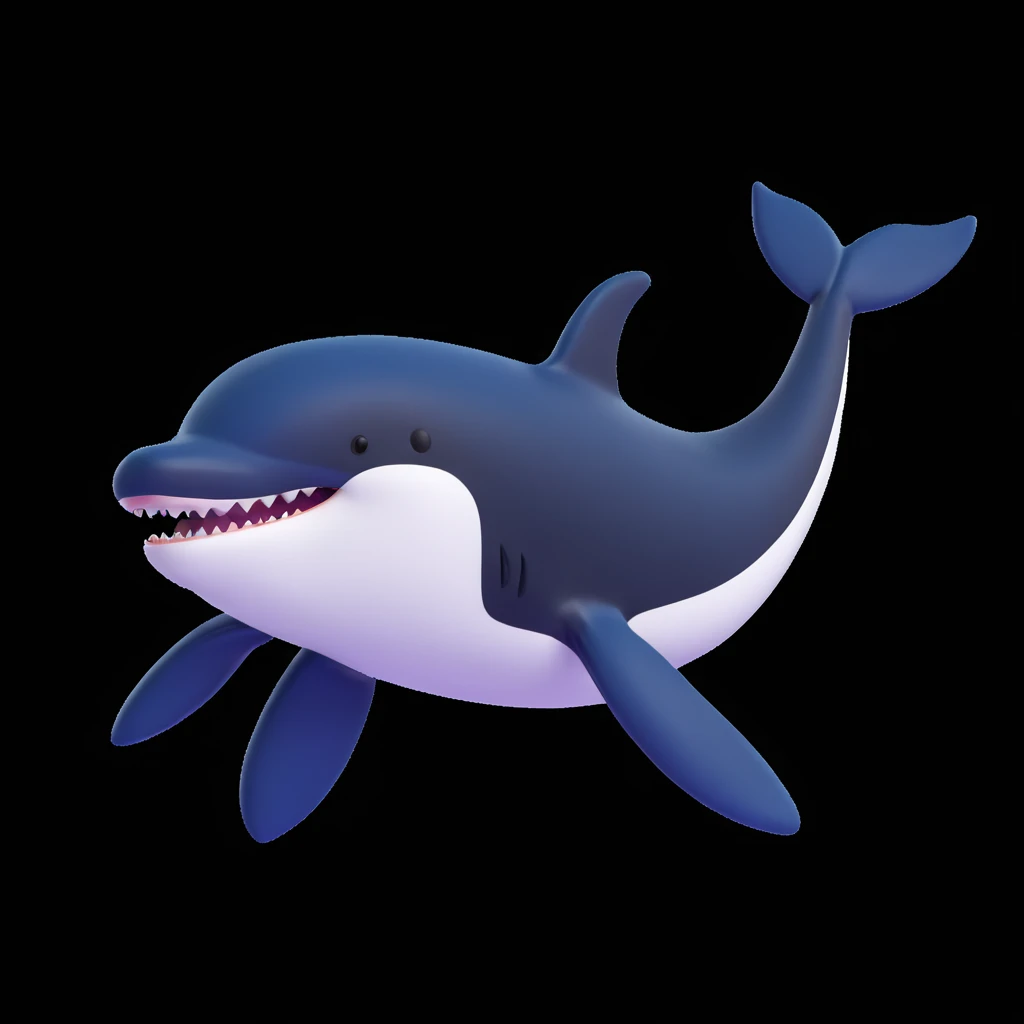killer whale, 3d, playful expression emoji