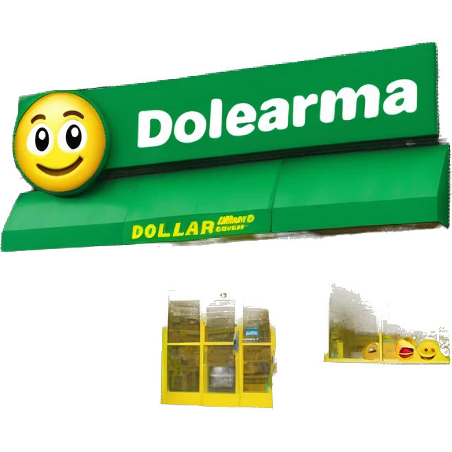 “Exterior of a Dollarama store with the bright green facade, bold yellow Dollarama sign, large front windows, and entrance doors, capturing the look of a budget-friendly retail store.” emoji