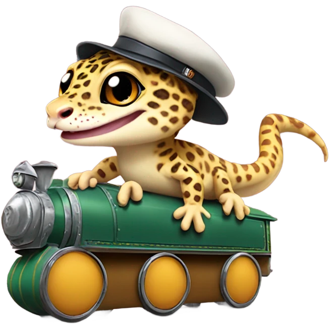 Leopard gecko riding a choo choo train  emoji