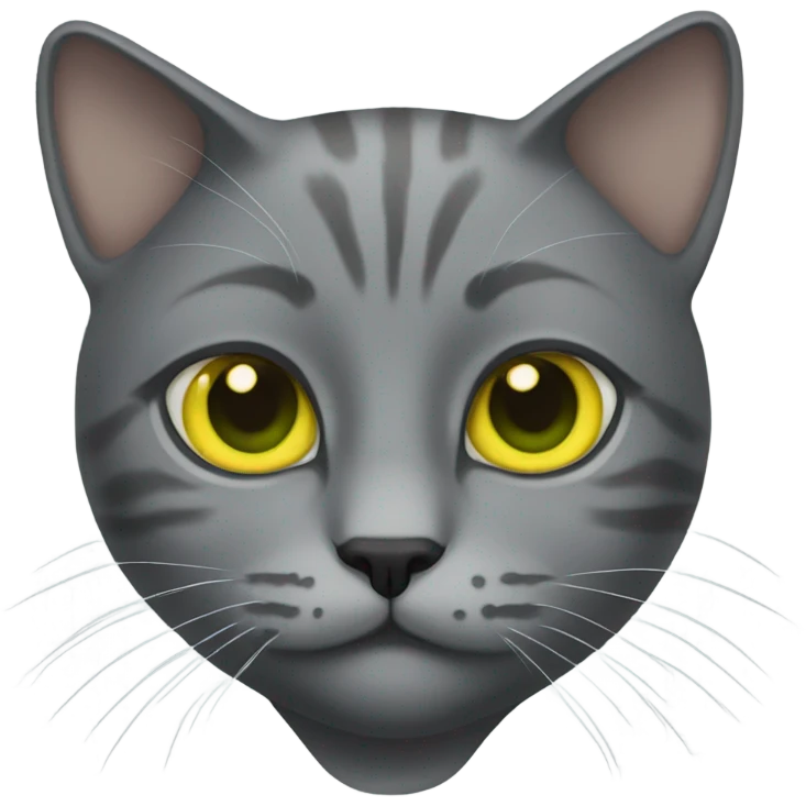 gray cat with yellow/green eyes emoji