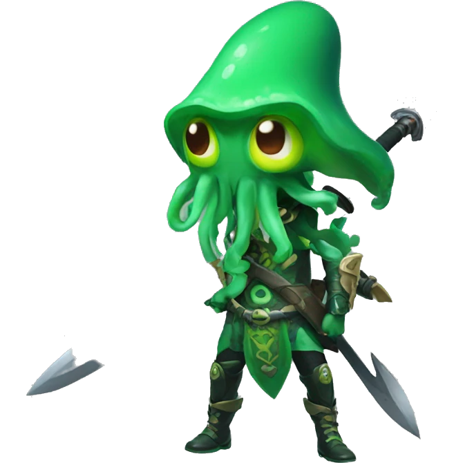 green splatoon squid with warrior giant sword emoji