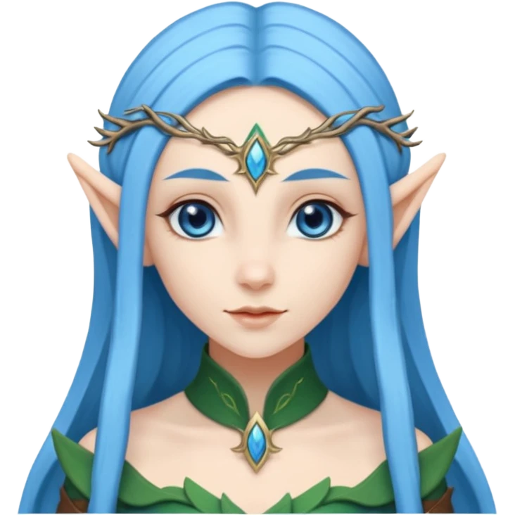 woman elves with blue long hair  emoji