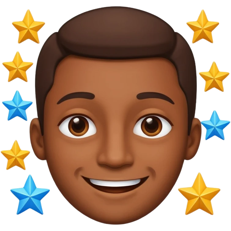 A brown skin man with stars in his eyes emoji