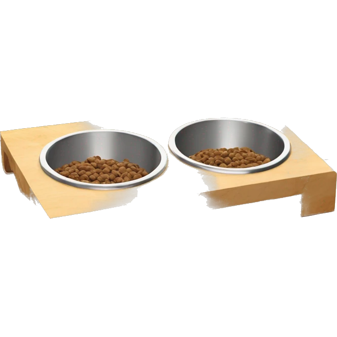 Elevated pine wood dog feeder with 2 bowls emoji
