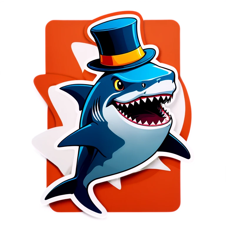 Shark with a top hat emoji