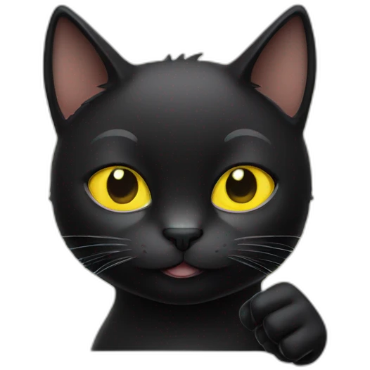 Black cat with yellow eye thumbs up emoji