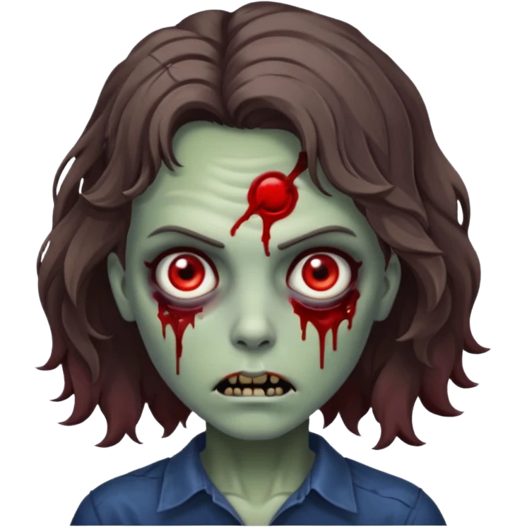 Zumbie de cabelo ondulado medio emoji