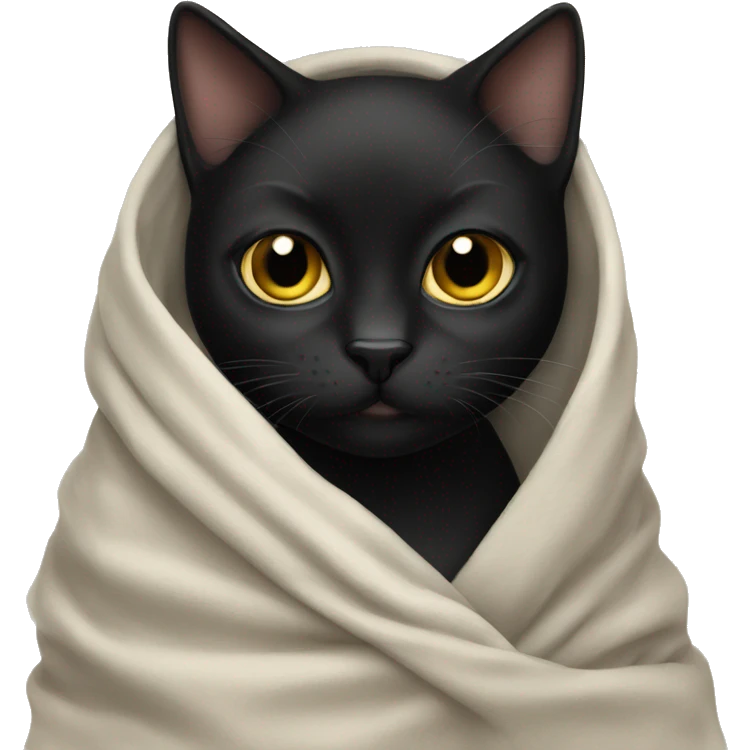 Black cat in a blanket emoji