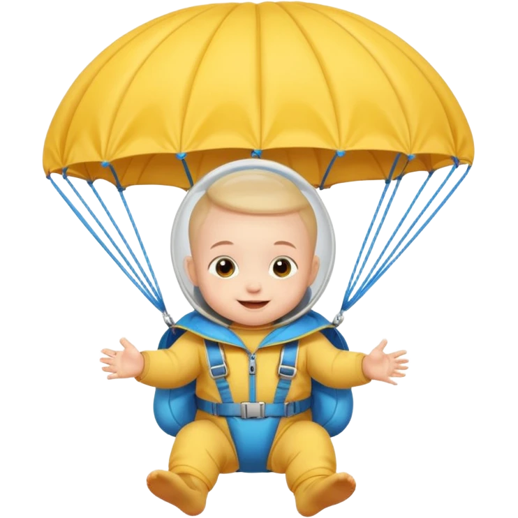 Skydiving baby with parachute and UFO emoji