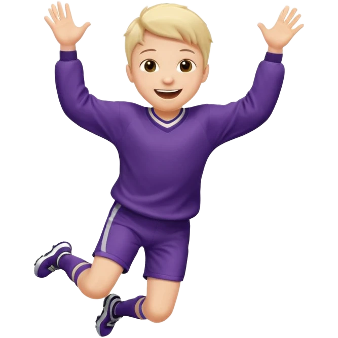 A small kid in an oversized jersey, jumping with excitement. emoji