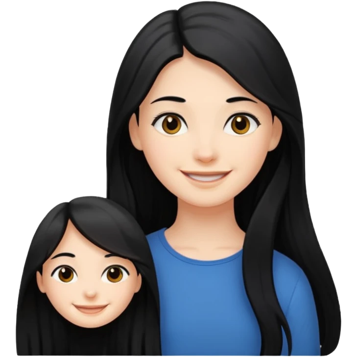 Long black hair, pretty face emoji