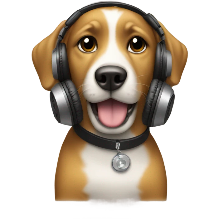 Dog being a dj emoji